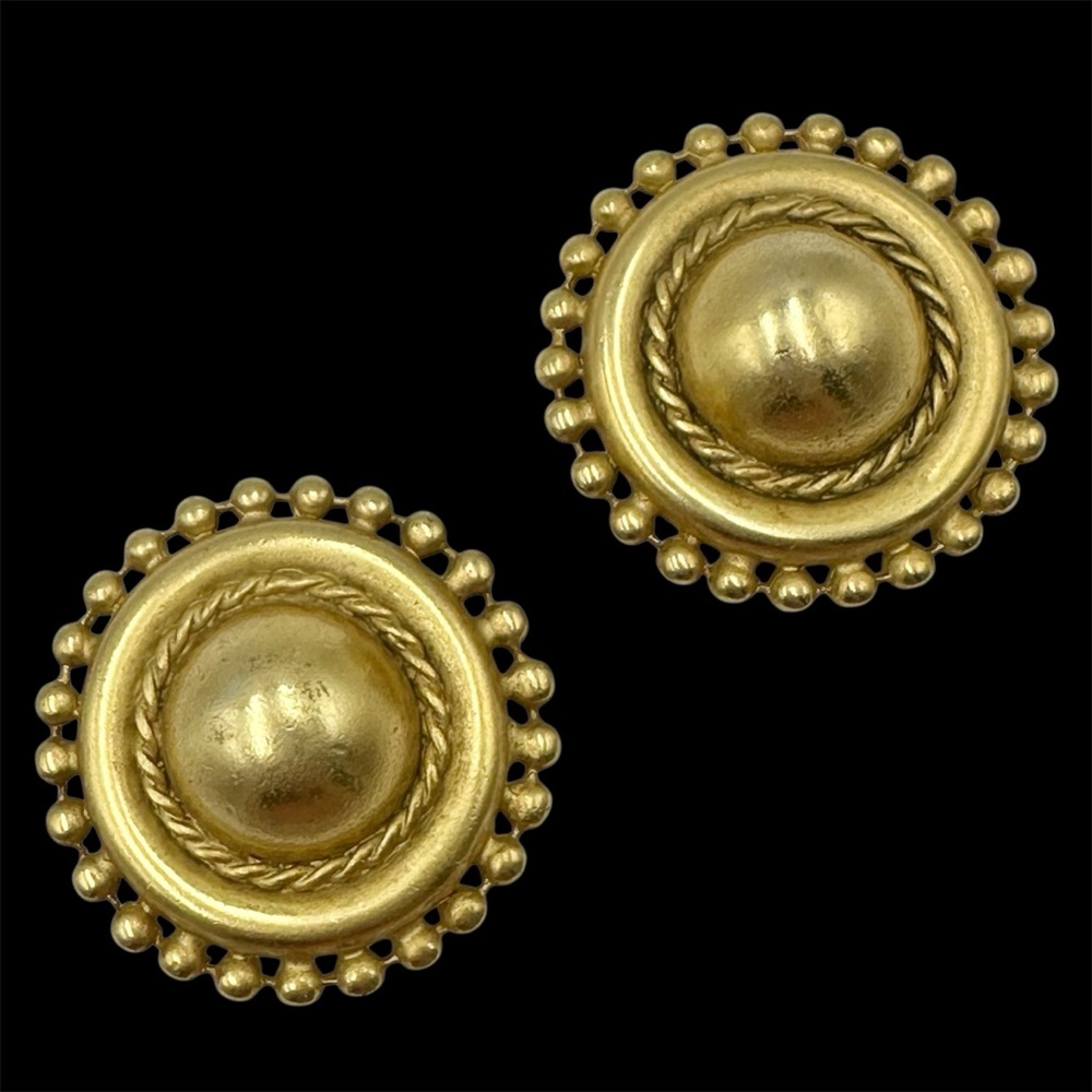 Les Bernard Signed Vintage 80s Large Clip On Earrings